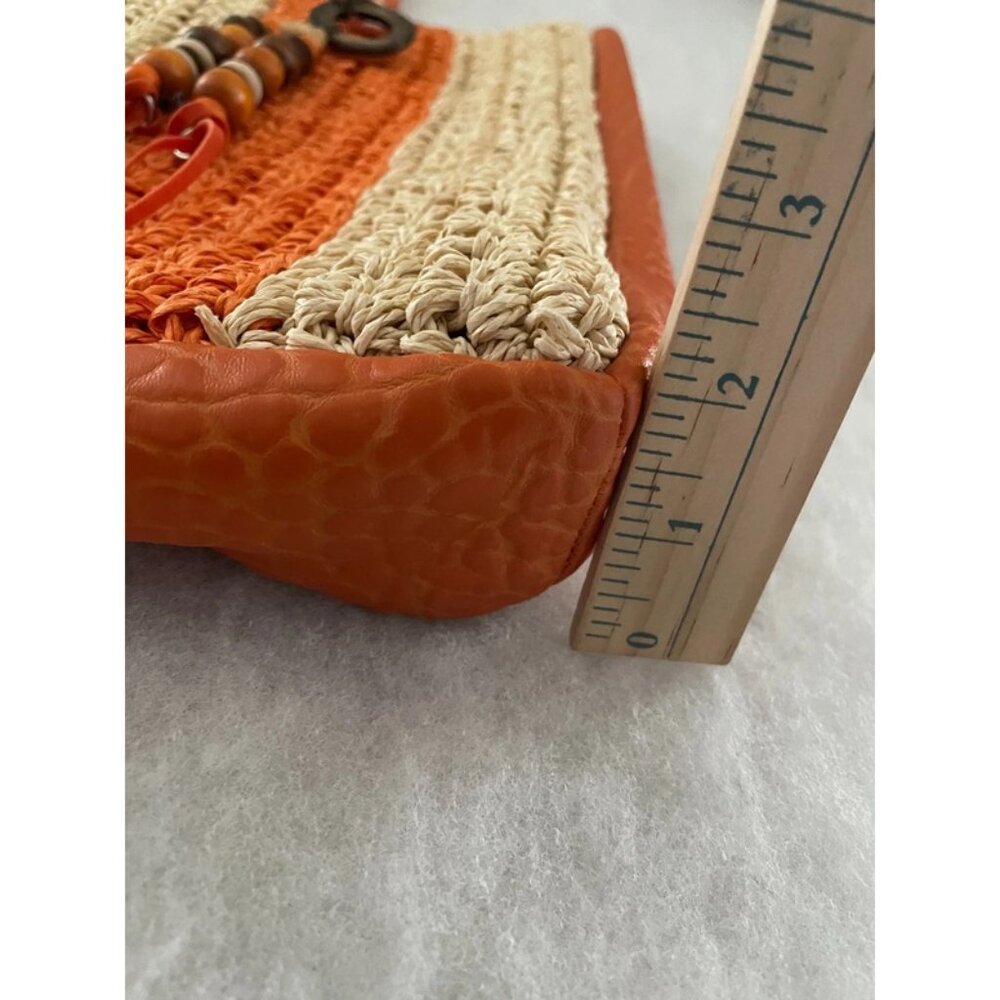 Sun N' Sand Womens Orange & Beige Beach Chic Crochet Shoulder Tote Bag - Picture 11 of 13